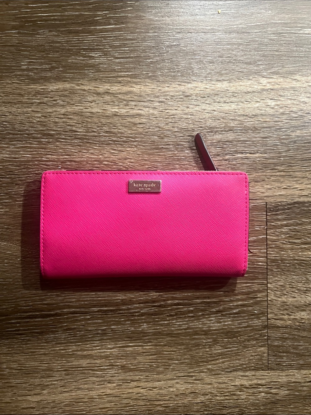 kate spade hot pink zip-around continental wallet